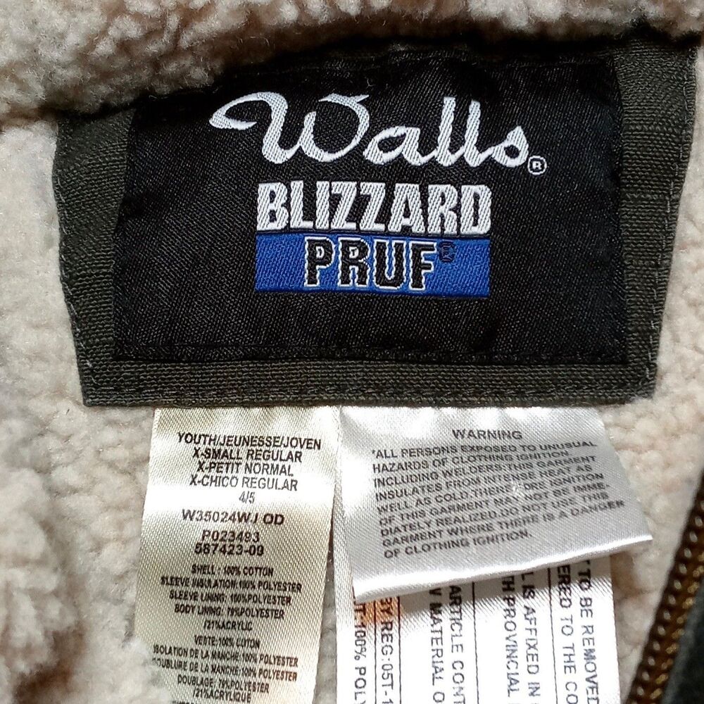 Walls Blizzard Pruf Parka Jacket Boys XS (4/5) Hooded Sherpa Lined Full Zip - Picture 6 of 8